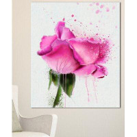 Design Art 'Beautiful Pink Rose Watercolor' Painting Print on Wrapped Canvas