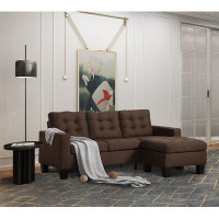 Latitude Run® Earsom Sectional Sofa (Rev. Chaise), Brown Linen