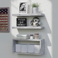 Co-t Floating Shelves Set Of 3, Farmhouse Bathroom Shelves Wall Mounted Shelves With Invisible Brackets Over Toilet, Wal