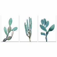 IDEA4WALL IDEA4WALL Canvas Print Wall Art Set Retro Film Grain Desert Cactus Trio Nature Plants Illustrations Modern Art