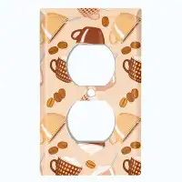 WorldAcc Metal Light Switch Plate Outlet Cover (Coffee Mocha Espresso Beans Cup Tan - Single Duplex)