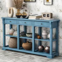 Latitude Run® Retro Console Table/Sideboard With Ample Storage, Open Shelves And Drawers For Living Room