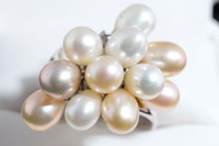 BRAND NEW SOLID SILVER & GENUINE PEARL LADIES RING FOR SALE