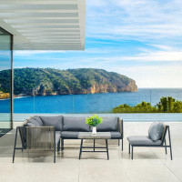 Latitude Run® Luxury Rattan Wicker Outdoor Furniture Set Rattan Sofa Patio Outdoor