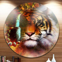 Design Art 'Tiger with Butterfly Wings' Photographic Print on Metal