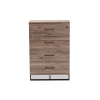 Millwood Pines Lefancy Devarian Modern and Contemporary Rustic Oak Finished Wood 4-Drawer Storage Chest