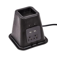 Honey Can Do Black 5.5-Inch Set-of-4 Black Bed Risers With Electrical Outlets & USB Ports