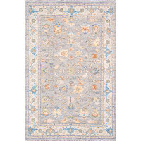 Pasargad Oushak One-of-a-Kind 6' x 9'2" Area Rug in Grey/Ivory/Grey/Orange