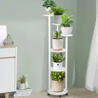 Latitude Run® 6 Tier Plant Stand White ,Tall Plant Stand with Wheels Wooden Corner Plants Display Rack