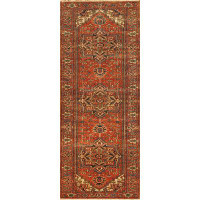 Pasargad Serapi Oriental Hand Knotted Runner 2'7" x 12'1" Wool Area Rug in Brown/Red