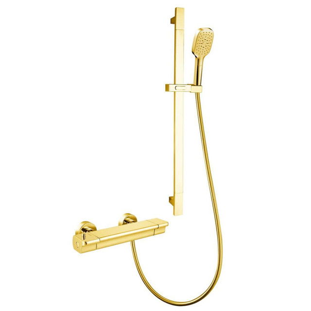 Breyden Adjustable Hand Shower on Bar w Thermostatic Shower System ( Chrome, Brushed Gold or Matte Black )  JBQ in Plumbing, Sinks, Toilets & Showers - Image 2