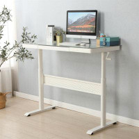 Inbox Zero Standing Desk With Metal Drawer  , Adjustable Height  Stand Up Desk, Sit Stand Home Office Desk, Ergonomic Wo