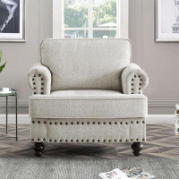 Schnappi Chenille Modern Upholstered Sofas 1 Seater Couches With Nails And Armrests
