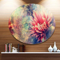 Design Art 'Grunge Art with Flower and Splashes' Oil Painting Print on Metal