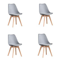 George Oliver Mid Century Modern Dining Chairs, With Wood Legs, Armless Kitchen Chairs, Shell Lounge Plastic Side Chair
