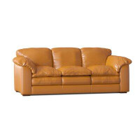 Omnia Leather Oregon 92" Genuine Leather Pillow Top Arm Sofa
