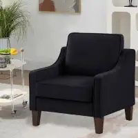 Winston Porter Velvet Accent Chair,Armchair Sofa Chair with Wooden Legs
