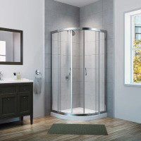 Symple Stuff Clarkfield 38.5" x 74" Round Sliding Shower Enclosure with Base Included