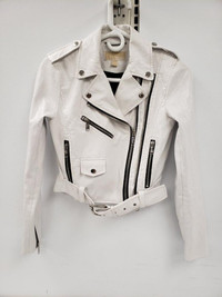 (39154-1) Michael Kors AJA0423 White Leather Jacket