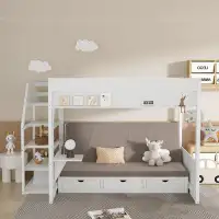 Harriet Bee Simental Full over Full 3 Drawer Standard Bunk Bed with Shelves by Harriet Bee