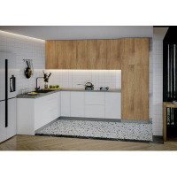 WALLKITCHENS FK-HARMONY 96" H x 126" W x 96" D Medium Density Fiberboard (MDF) Ready-to-Assemble Kitchen Cabinet Set