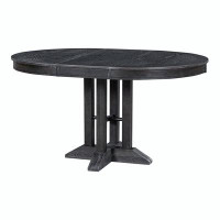 Gracie Oaks Farmhouse Dining Table Extendable Round Table for Kitchen, Dining Room(Black)