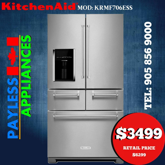 Kitchen Aid KRMF706ESS 36 French Door Refrigerator 25.8 cu. ft. Capacity Stainless Steel color in Refrigerators in Markham / York Region