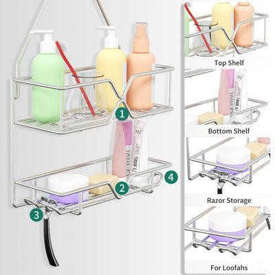 Rebrilliant Shower Caddy Hanging Over Shower Head Small Rust Roof Shower Organizer With 4 Hooks For Razor Shampoo Holder in Other