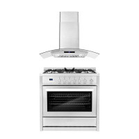Cosmo 2 Piece Kitchen Package With 36"  Freestanding Gas Range & 36" Wall Mount Range Hood