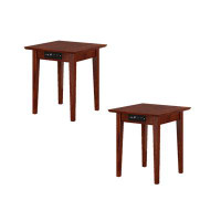 Red Barrel Studio 22'' tall Solid Wood End Table Set Built-In Outlets