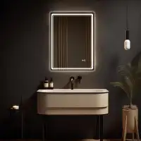 Wrought Studio Dibbrun Frameless Lighted Bathroom Mirror Anti-Fog LED Wall Mirror