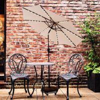 Arlmont & Co. 11 Ft Outdoor Patio And Table Umbrella With Solar LED Lights And Tilt