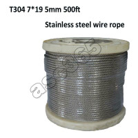 T304, 7*19, 5mm, 500ft Stainless Steel Wire Rope (020011)