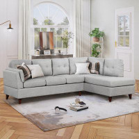 Farm on table Sofa, L-Shape Couch with Chaise Lounge,Sectional Sofa with one Lumbar Pad