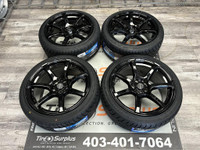 18x9.0 Gloss Black Wheels 5x114.3 and All Season Performance Tires 235/40R18 - HONDA CIVIC