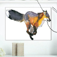 Made in Canada - East Urban Home 'Running Fox Illustration' Painting