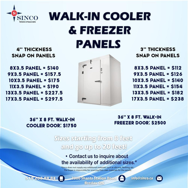 Walk In Coolers &amp; Freezers Panels 4 and 3 Thickness / Sinco Food Equipment in Industrial Kitchen Supplies
