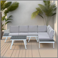 Latitude Run® Modern 5-Piece Aluminum Outdoor Patio Furniture Set With End Table