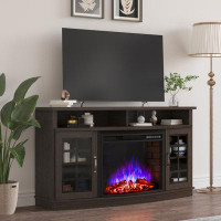 Lark Manor Allissa Curved TV Stand for TVs up to 65" with 26" Curved Electric Fireplace