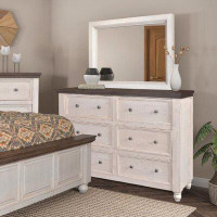Sunset Trading Sunset Trading Rustic French 6 Drawer Double Dresser And Mirror Set | Distressed White And Brown Solid Wo