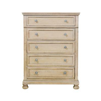 Canora Grey Bedroom Chest 1Pc Wire Brushed Drawers With Ball Bearing Glides-54" H x 17.75" W x 39" D