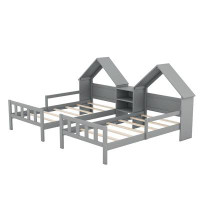Harper Orchard Double Twin Size Platform Bed With House-Shaped Headboard And A Built-In Nightstand