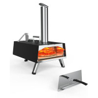 Goldensoil Outdoor Pizza Oven With 12" Pizza Stone, Stainless Steel Pizza Oven Outdoor With Foldable Legs, Wood Fired Po