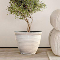 Arlmont & Co. Avalynn Ivory Bell Round Recycled Plastic Pot Planter