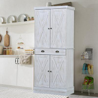 Gracie Oaks 69" Farmhousefreestanding Kitchen Pantry Cabinet With Doors And Drawer