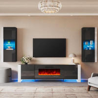 Wade Logan Elsea Entertainment Centre for TVs with Electric Fireplace Included