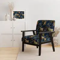 Design Art Mystical Blue Damask Mirage - Upholstered Bohemian Arm Chair