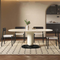 Great Deals Trading 4 - Person White Rectangular  Sintered Stone Tabletop Dining Table Set