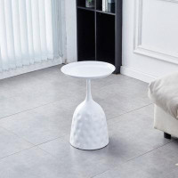 Ivy Bronx Wine Cup Metal Side Table, Small Sofa Table, Round White Nightstand