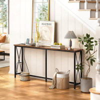 17 Stories 17 Stories 70 Inch Console Table With 2 Outlet And 2 USB Ports, Extra Long Entryway Table With Metal Frame An